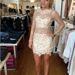 Mesh and Lace Long Sleeve Mini dress